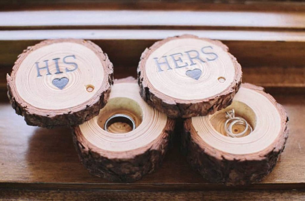 wood wedding ring holders