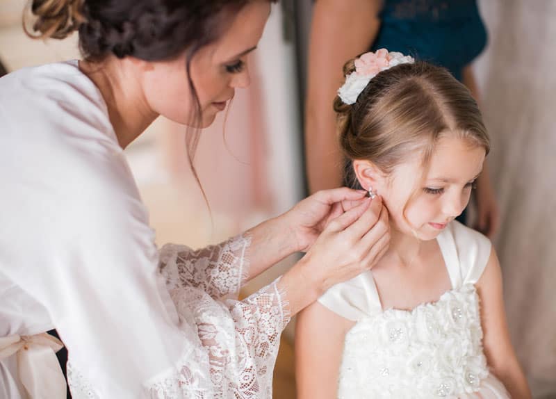 Beautiful bride and flower girl