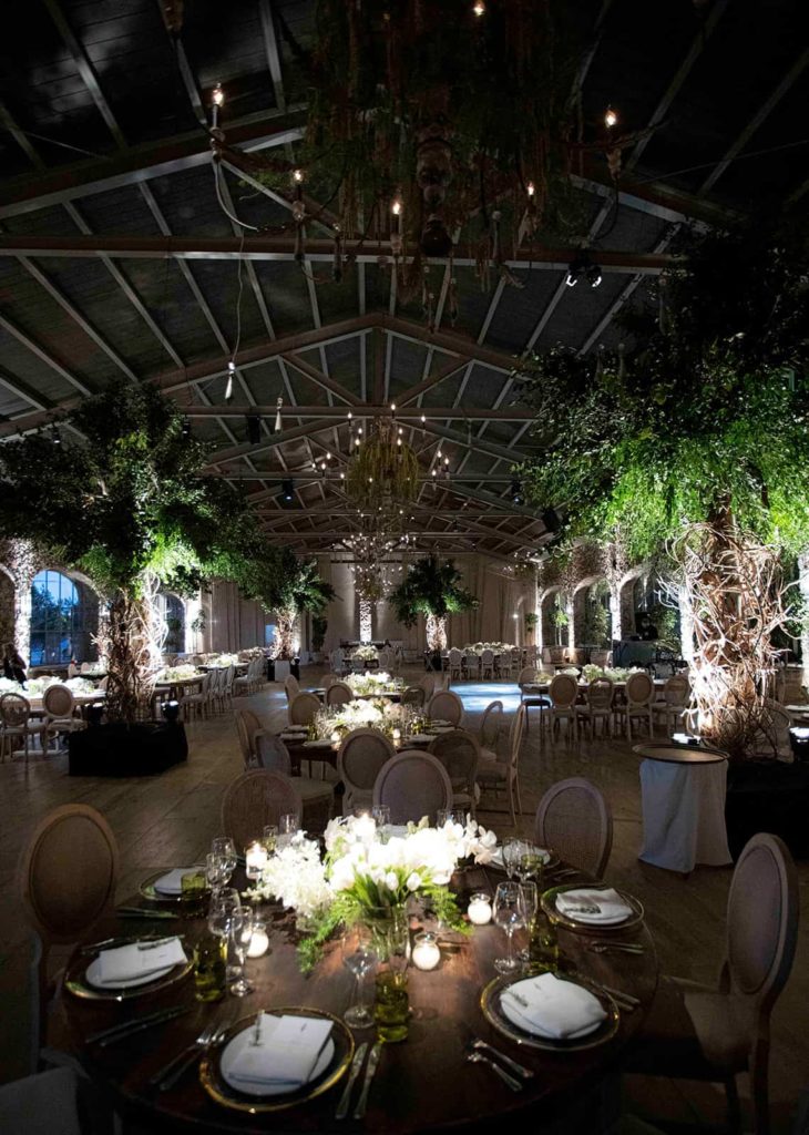 Wedding reception with trees